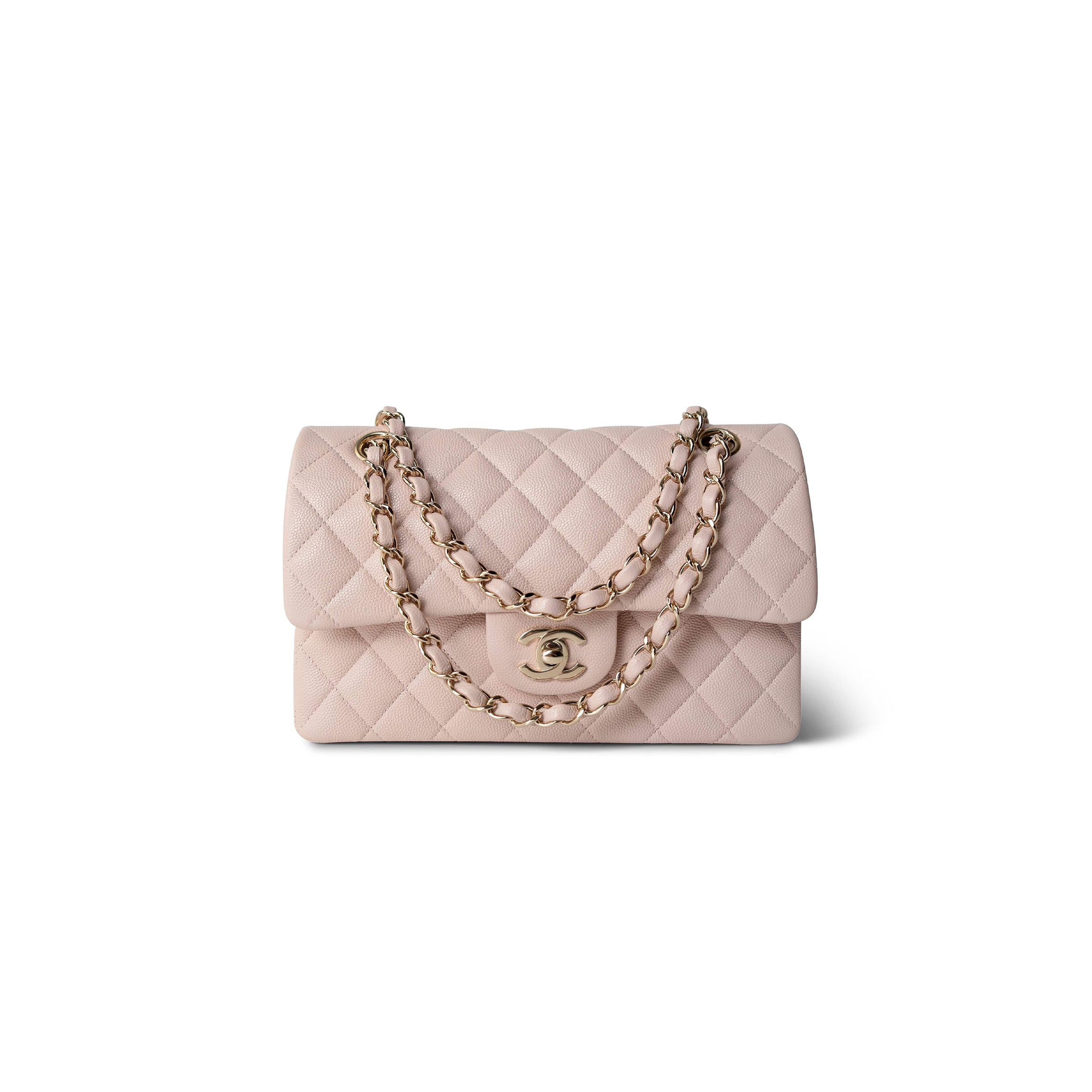 CHANEL LIGHT PINK CAVIAR QUILTED CLASSIC FLAP SMALL A37586 (23*14.5*6cm)